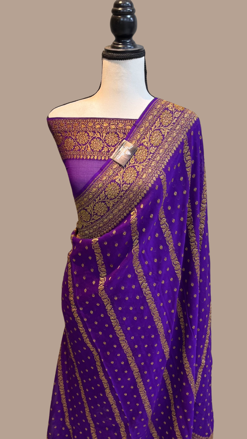 Khaddi Georgette Banarasi Saree -  Antique zari - The Handlooms