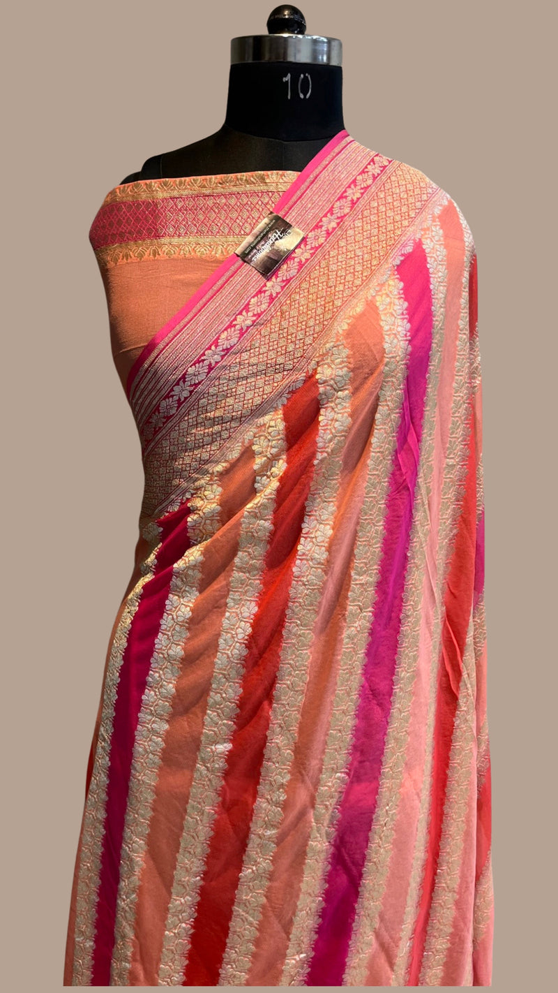 Khaddi Georgette Handloom Banarasi Saree - The Handlooms
