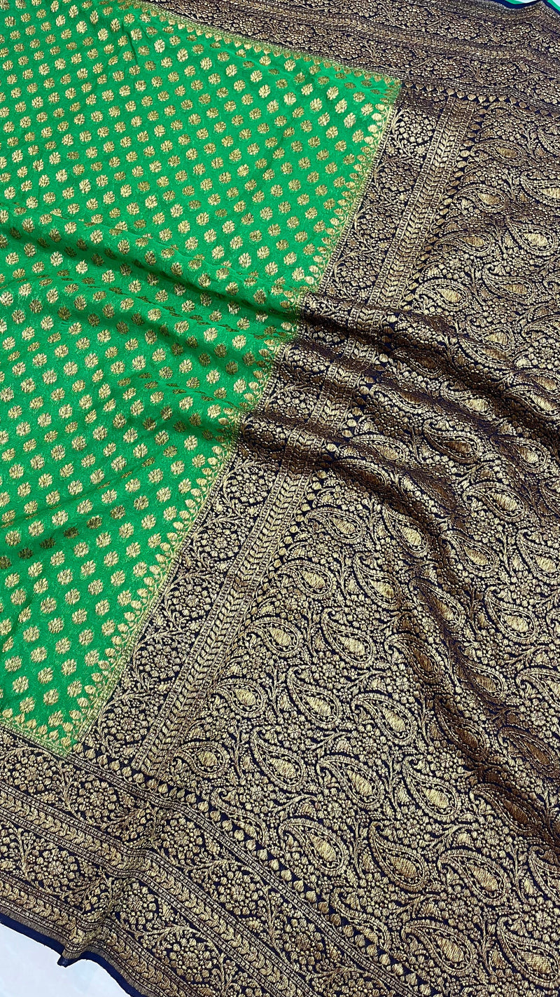 Khaddi Georgette Banarasi Saree -  Antique zari - The Handlooms