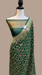 Pure Georgette Banarasi Handloom Saree - with meenakari work - The Handlooms