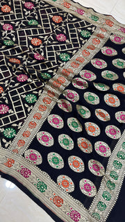 Pure Georgette Banarasi Handloom Saree - with meenakari work - The Handlooms