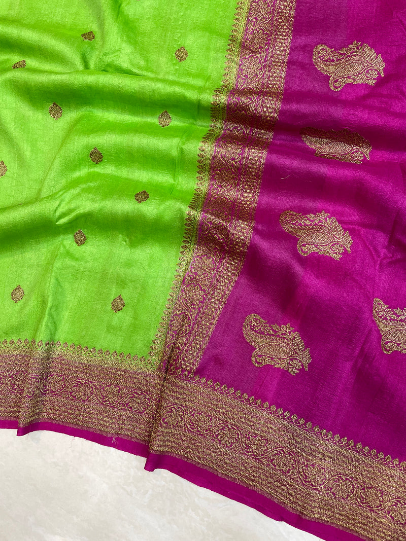 Tussar Georgette Handloom Banarasi Saree - All over kadua work - The Handlooms
