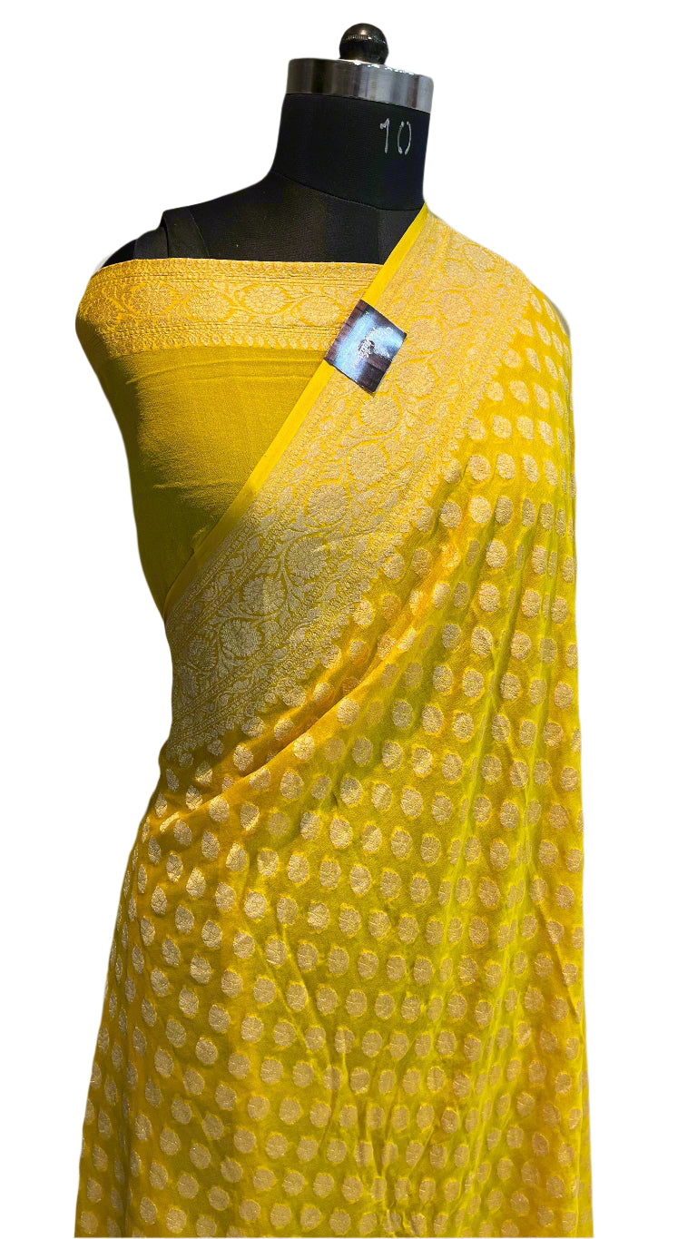 Khaddi Georgette Banarasi Saree - Gold zari - The Handlooms