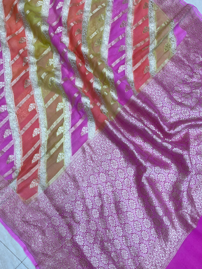 Khaddi Georgette Handloom Banarasi Saree - The Handlooms