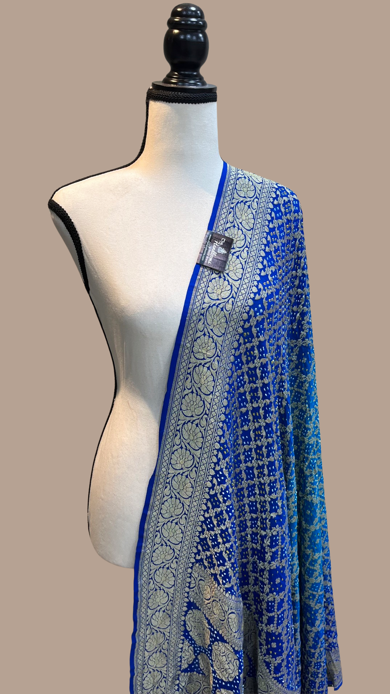 Pure Georgette Banarasi Bandhej Handloom Dupatta - The Handlooms