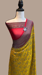 Khaddi Georgette Banarasi Saree -  Antique zari - The Handlooms