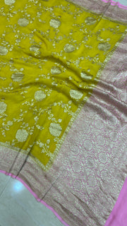 Pure Khaddi Georgette Dupatta - water zari - The Handlooms