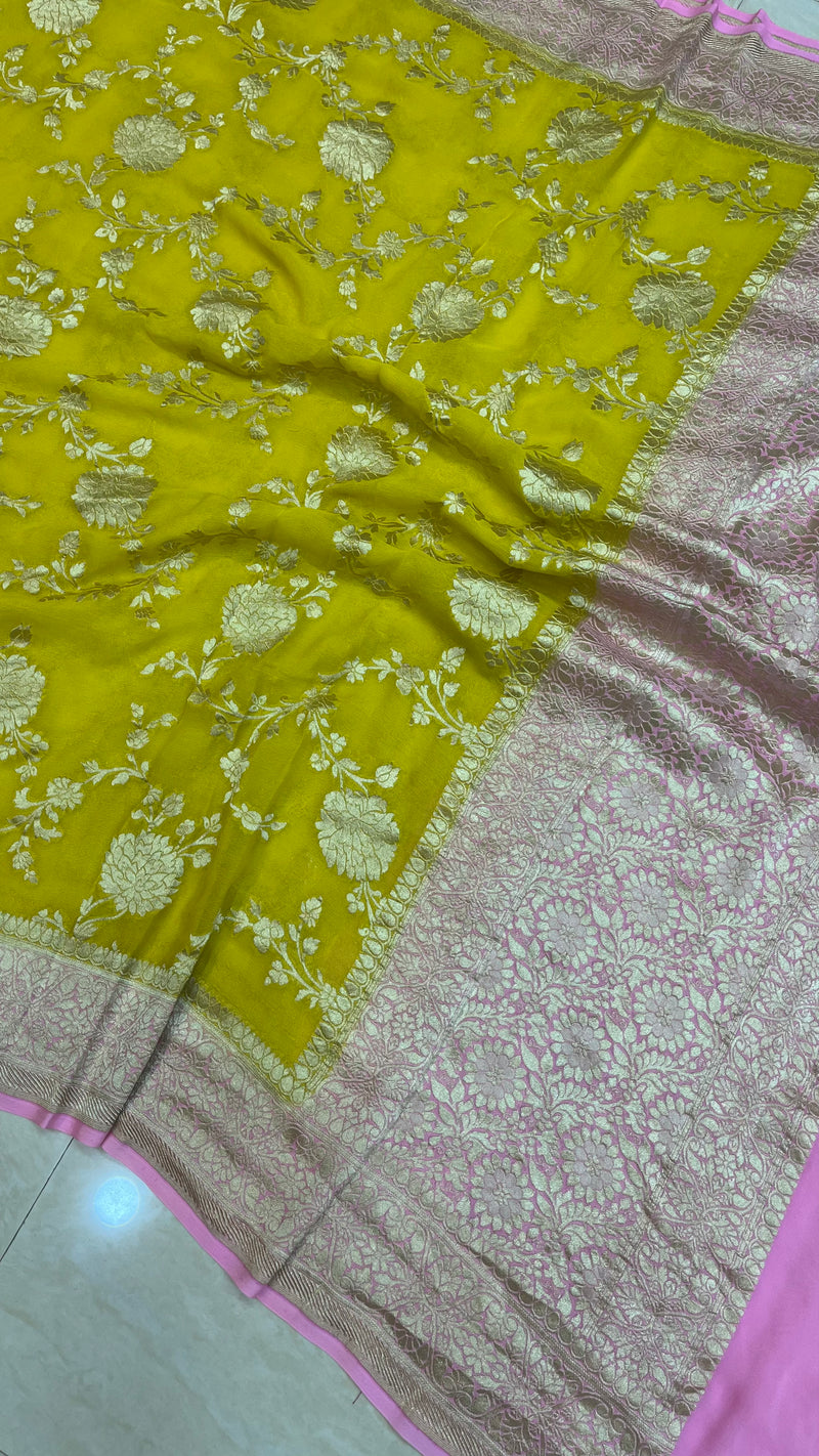 Pure Khaddi Georgette Dupatta - water zari - The Handlooms
