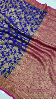 Khaddi Georgette Banarasi Saree -  Antique zari - The Handlooms