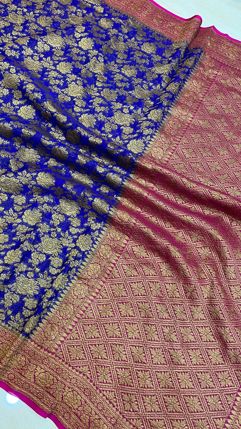Khaddi Georgette Banarasi Saree -  Antique zari - The Handlooms
