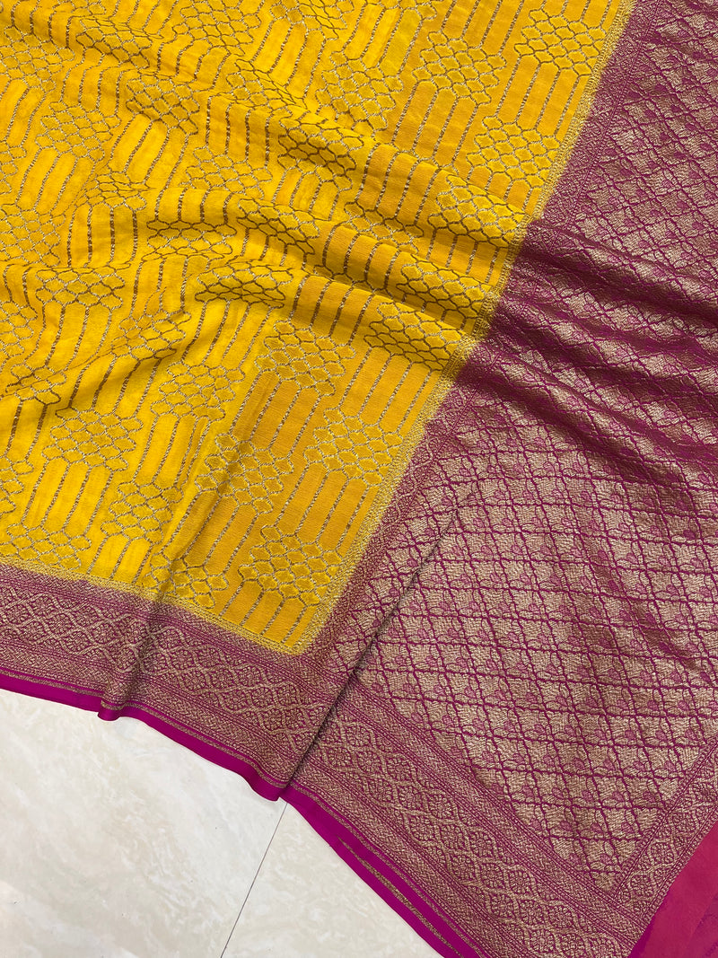 Khaddi Georgette Banarasi Saree -  Antique zari - The Handlooms
