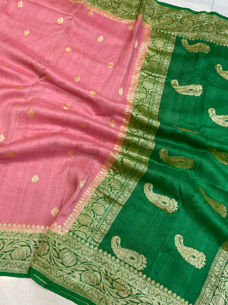 Tussar Georgette Handloom Banarasi Saree - All over kadua work - The Handlooms