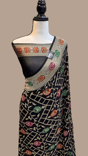 Pure Georgette Banarasi Handloom Saree - with meenakari work - The Handlooms