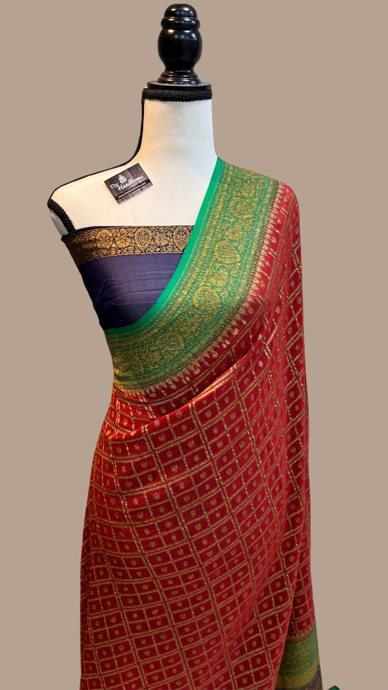 Khaddi Georgette Banarasi Saree -  Antique zari - The Handlooms