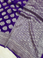 Khaddi Georgette Handloom Banarasi Saree - The Handlooms
