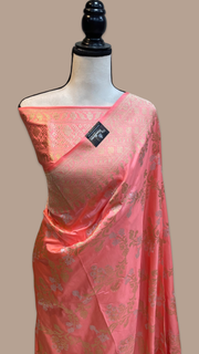 Pure Katan Silk Banarasi Handloom Saree - All over Sona Roopa kadiyal Jaal work - The Handlooms