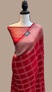 Pure Georgette Banarasi Bandhej Handloom Saree - The Handlooms