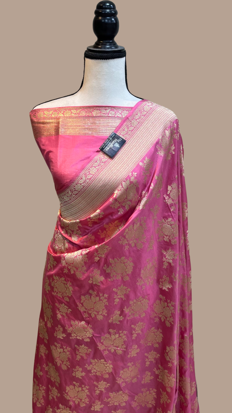 Pure Katan Silk Banarasi Handloom Saree - All over Jaal work - The Handlooms