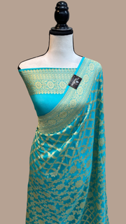Khaddi Georgette Banarasi Saree - Gold zari - The Handlooms