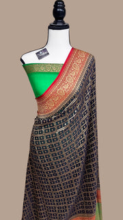 Khaddi Georgette Banarasi Saree -  Antique zari - The Handlooms