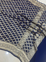 Georgette Banarasi Bandhej Handloom Dupatta - The Handlooms