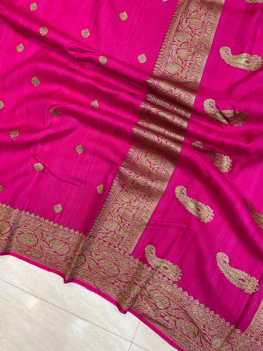 Tussar Georgette Handloom Banarasi Saree - Antique Zari - The Handlooms