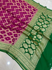 Pure Khaddi Georgette Dupatta - gold zari - The Handlooms