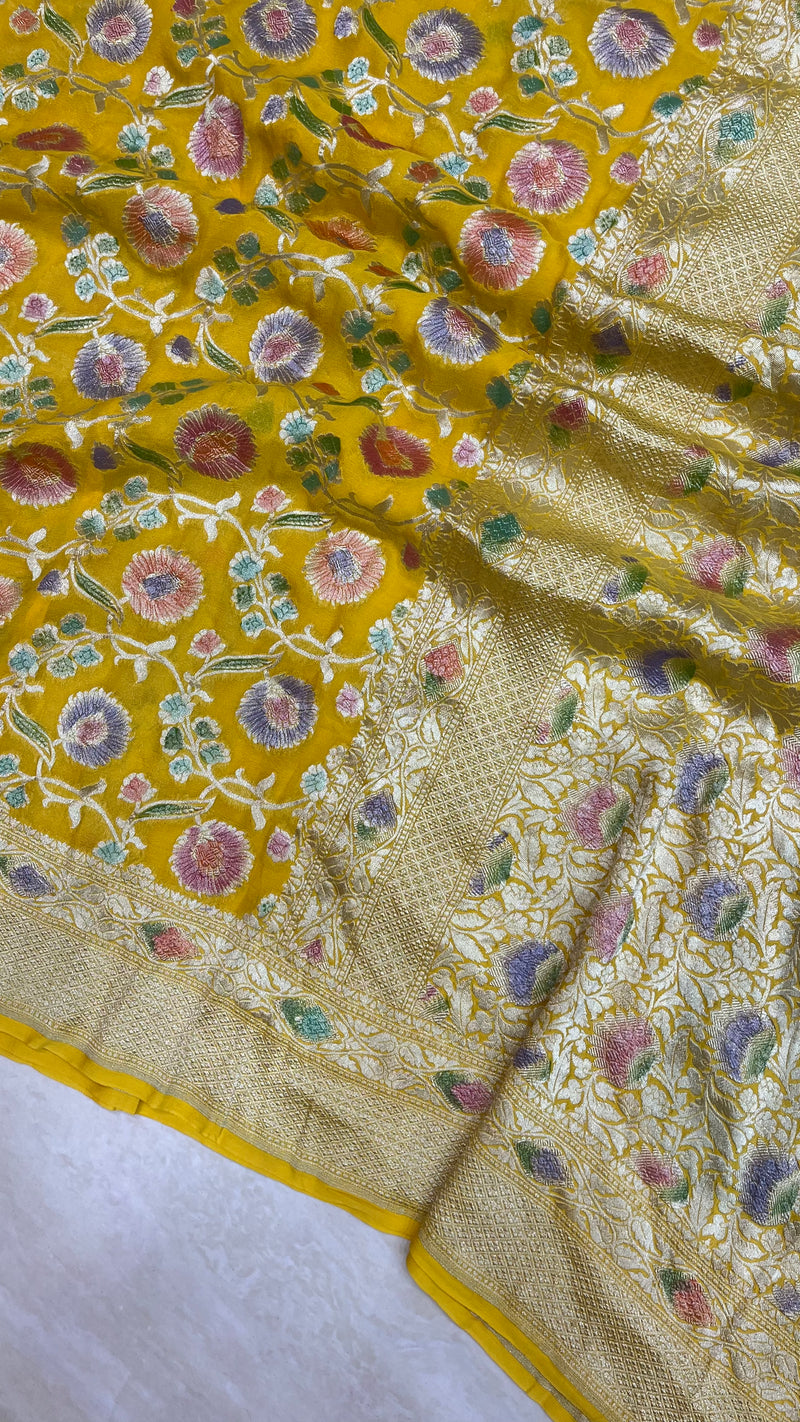 Khaddi Georgette Banarasi Saree - water zari - The Handlooms
