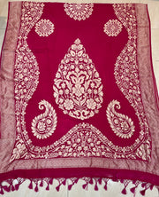 Pure Khaddi Georgette Dupatta - water zari - The Handlooms
