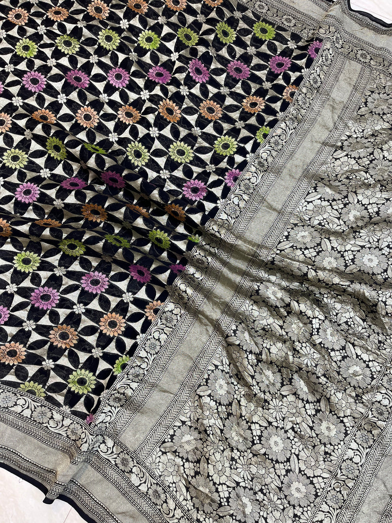 Khaddi Georgette Banarasi Saree - water zari - The Handlooms