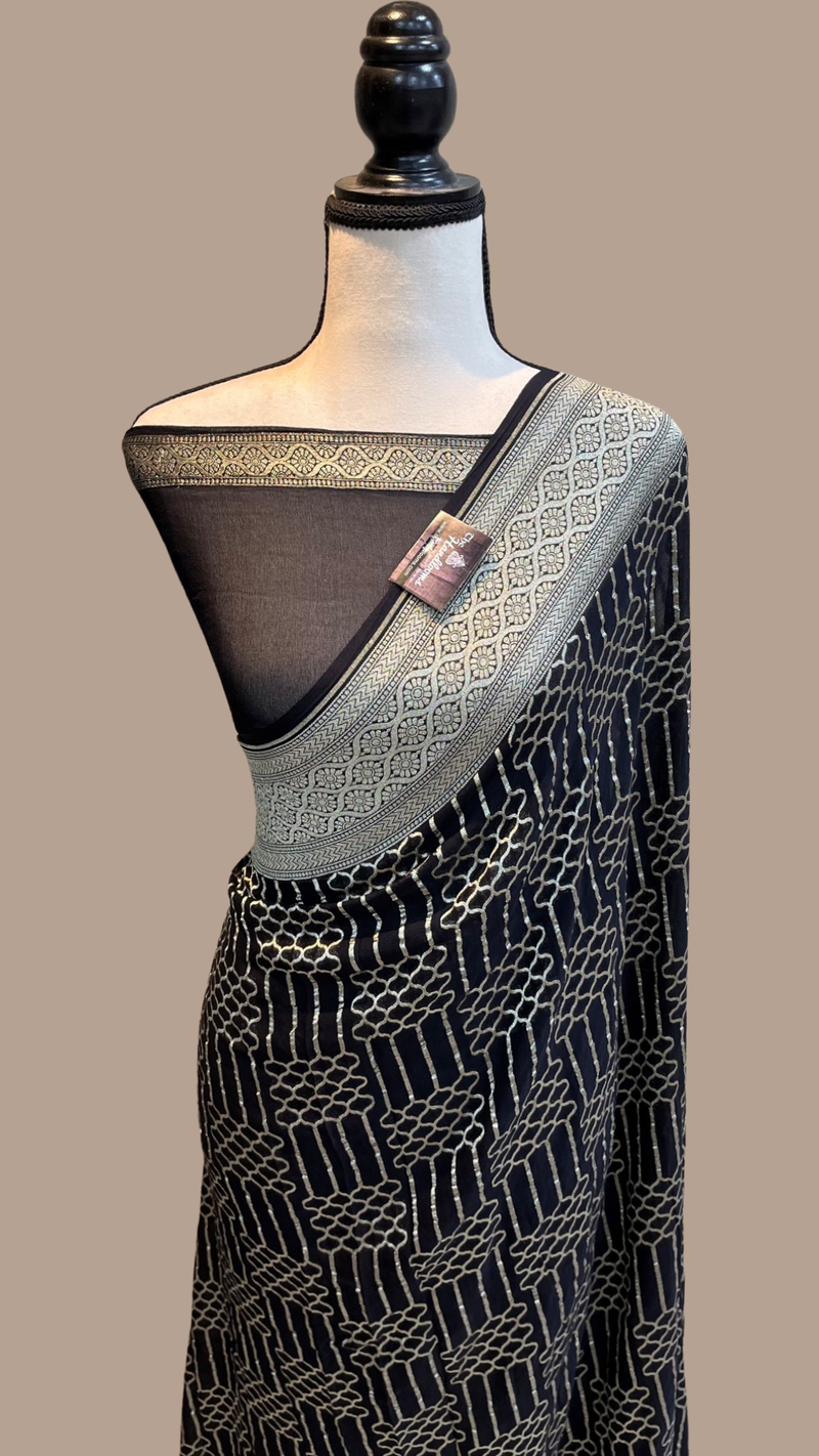 Khaddi Georgette Handloom Banarasi Saree - The Handlooms