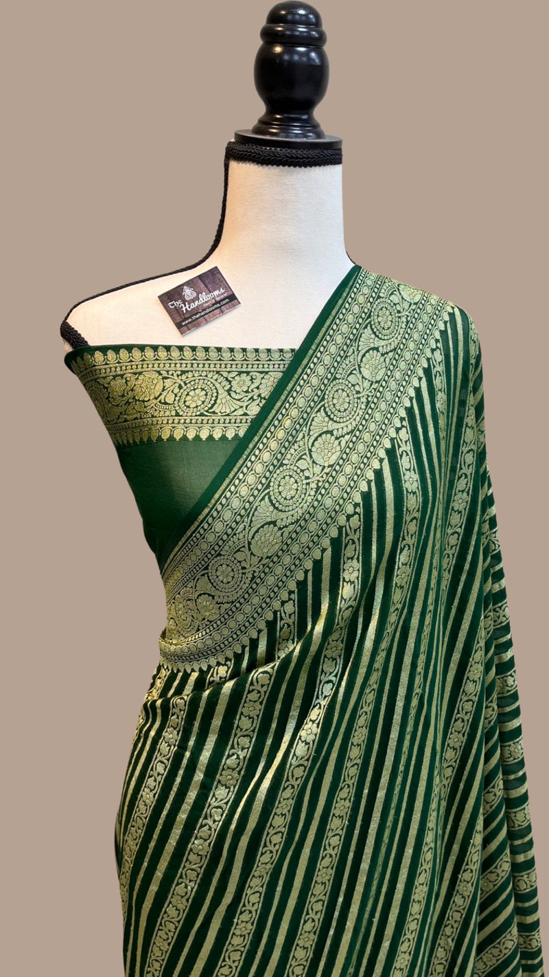 Khaddi Georgette Banarasi Saree -  Gold zari - The Handlooms