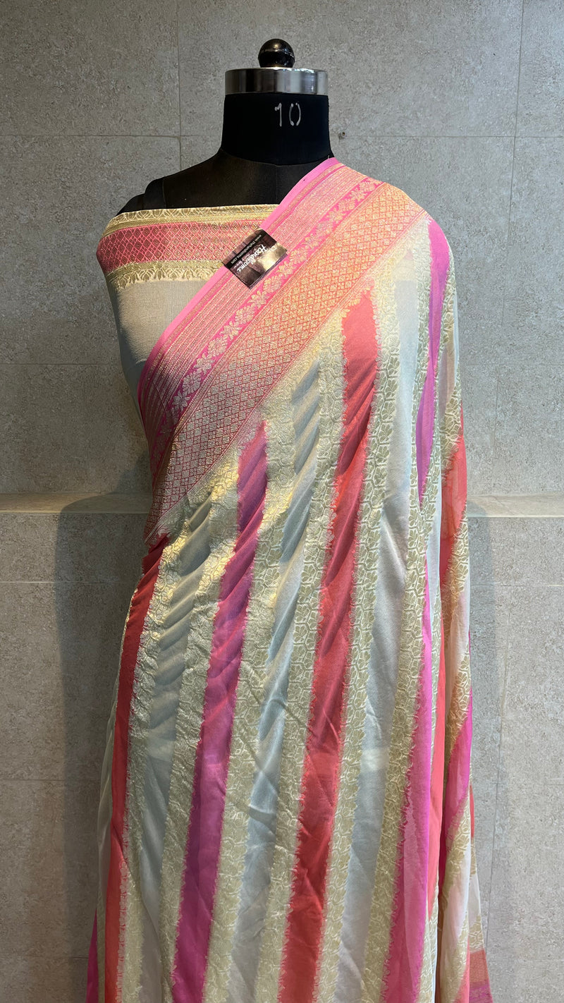 Khaddi Georgette Handloom Banarasi Saree - The Handlooms