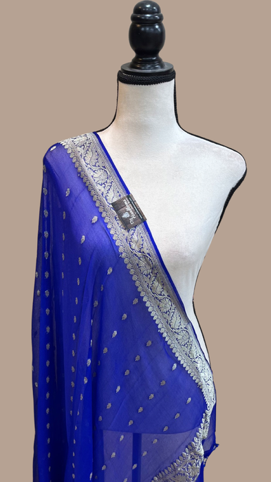 Pure Khaddi Georgette Dupatta - water zari - The Handlooms