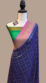 Khaddi Georgette Banarasi Saree -  Antique zari - The Handlooms