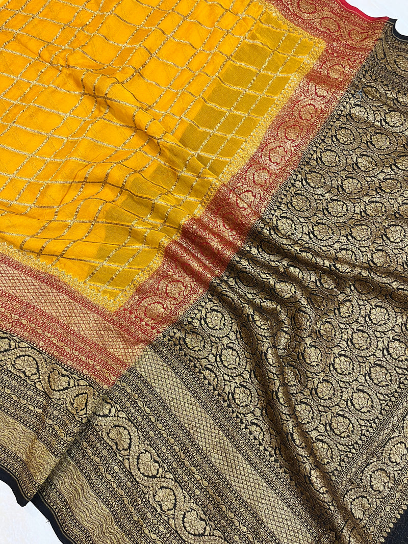 Khaddi Georgette Banarasi Saree -  Antique zari - The Handlooms