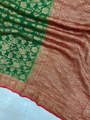 Khaddi Georgette Banarasi Saree -  Antique zari - The Handlooms