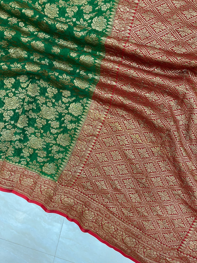 Khaddi Georgette Banarasi Saree -  Antique zari - The Handlooms