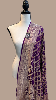 Pure Georgette Banarasi Bandhej Handloom Dupatta - The Handlooms