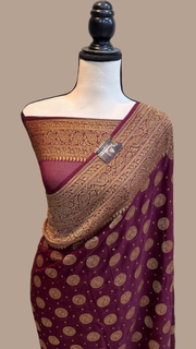 Khaddi Georgette Banarasi Saree -  Antique zari - The Handlooms