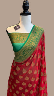 Khaddi Georgette Banarasi Saree -  Antique zari - The Handlooms