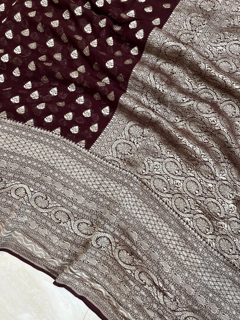 Khaddi Georgette Handloom Banarasi Saree - The Handlooms