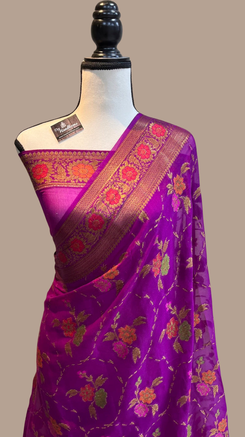 Pure Chiffon Khaddi Banarasi Saree - The Handlooms