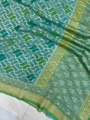 Khaddi Georgette Handloom Banarasi Saree - Gold Zari - The Handlooms