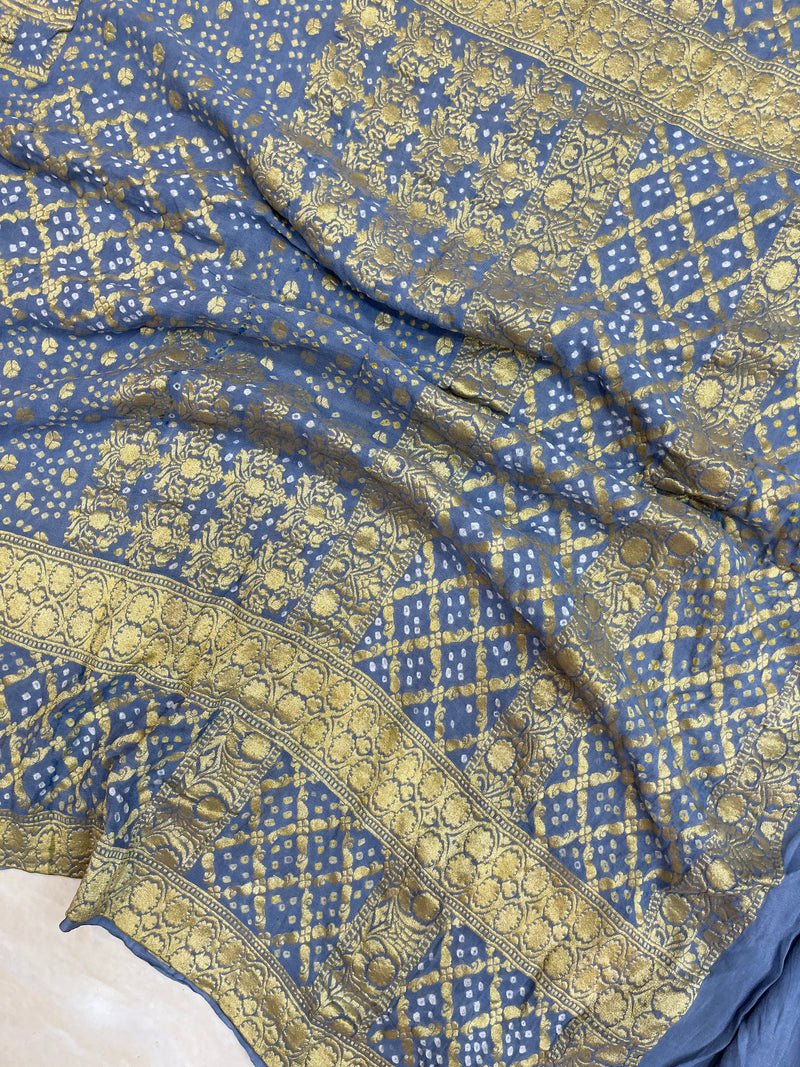 Pure Georgette Banarasi Bandhej Handloom Dupattta - The Handlooms
