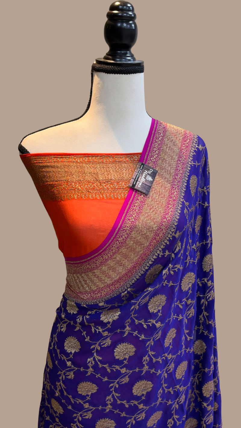 Khaddi Georgette Banarasi Saree -  Antique zari - The Handlooms