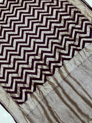 Brown Khaddi Georgette Handloom Banarasi Saree - The Handlooms