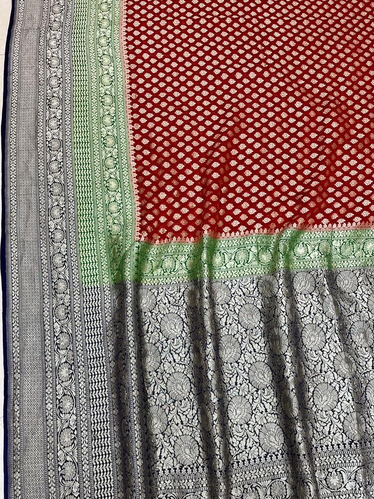 Khaddi Georgette Handloom Banarasi Saree - The Handlooms