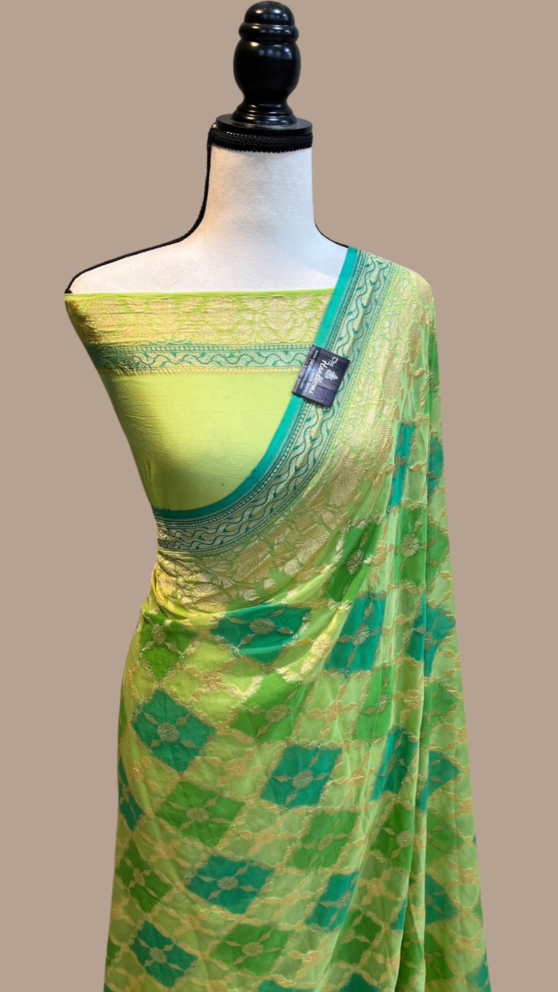 Khaddi Georgette Handloom Banarasi Saree - The Handlooms