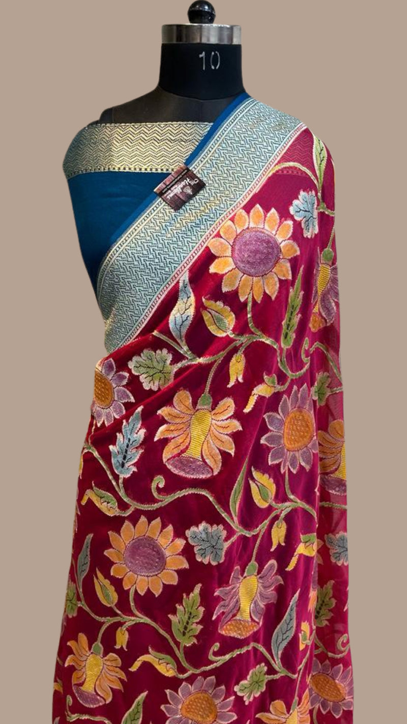 Khaddi Georgette Handloom Banarasi Saree - The Handlooms